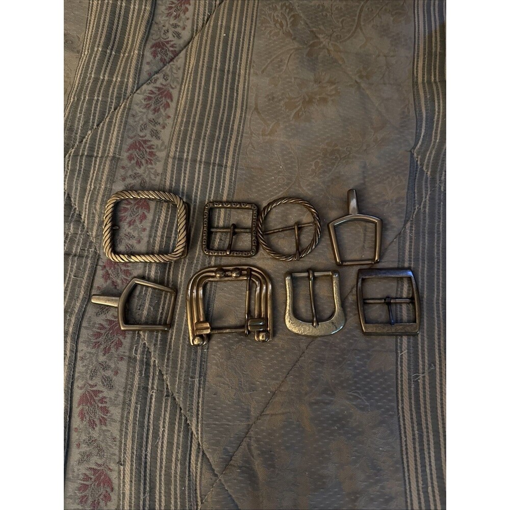 Lot of 8 Brass Belt Buckles Vintage